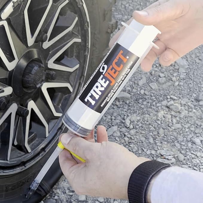TireJect Off-Road Tubeless Tire Sealant Kit: Fix a Flat Tire & Prevent Flat Tires, Seal Punctures Leaks Dry Rot Thorns Nails Screws, tire Repair Slime, Puncture tire Sealer (40oz, 4-Tire Value Pack)
