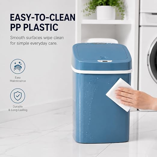 DZT-12-5S Smart Motion Sensor Trash Can 10.3 * 7.8 * 14.1inch | 0.3s Fast Opening, Auto Close & Touch-Free Operation for Home and Office (Blue)