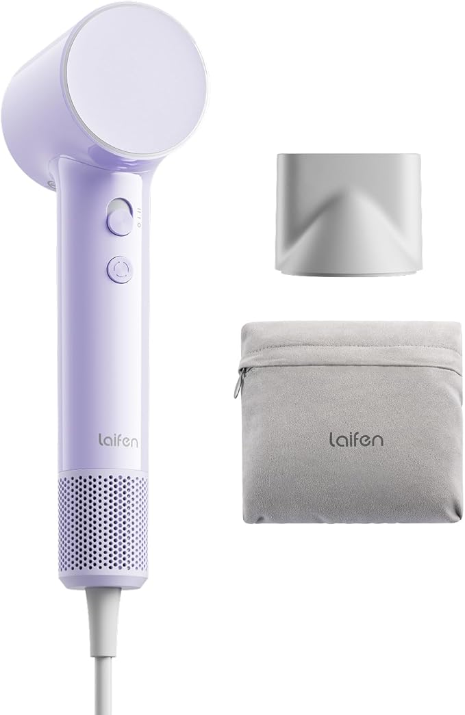 Laifen Air Hair Dryer, Lightweight and Palm-Sized Compact, 15× High-Speed Drying with 110, 000 RPM Powerful Motor, Smart Temperature Control, 200 Million Negative Ions, 5 Modes & 2 Airspeeds, Purple