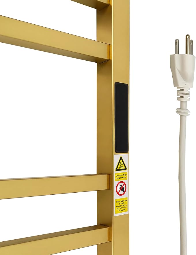 Luxury Heated Towel Rack for Bathroom, Wall Mounted Electric Towel Warmer Racks with Timer & Temperature Multi-Level Adjustable, 14 Bar Stainless Steel Towel Heater for Bathroom (Brushed Gold)