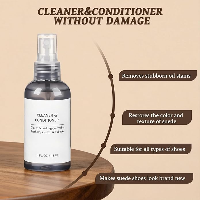 Suede Shoe Cleaner Kit, Shoe Cleaning Care Kit for Suede Nubuck Sheepskin Boots - 3-in-1 Cleaner & Protector Spray & Restore Solution