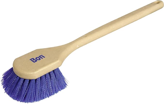 Bon Acid Proof Gong Brush Extra Stiff Plastic Bristles with 20 in. Durable Plastic Handle Heavy Duty Scrub Brush for Concrete Masonry and Surface Prep with 4 1/2 in. Wide Head and 1 1/2 in. Trim