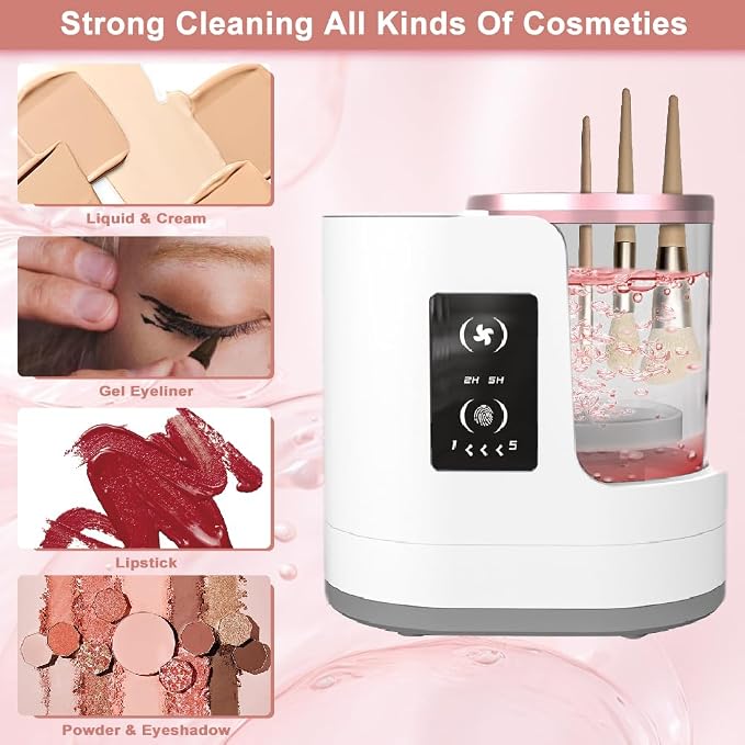 2026 New Makeup Brush Washer Machine,Abnaok 3 in 1 Electric Makeup Brush Cleaner and Dryer for Women,Automatic Makeup Brush Cleaner,Suitable for All Types Brushes,Portable and Easy to Use