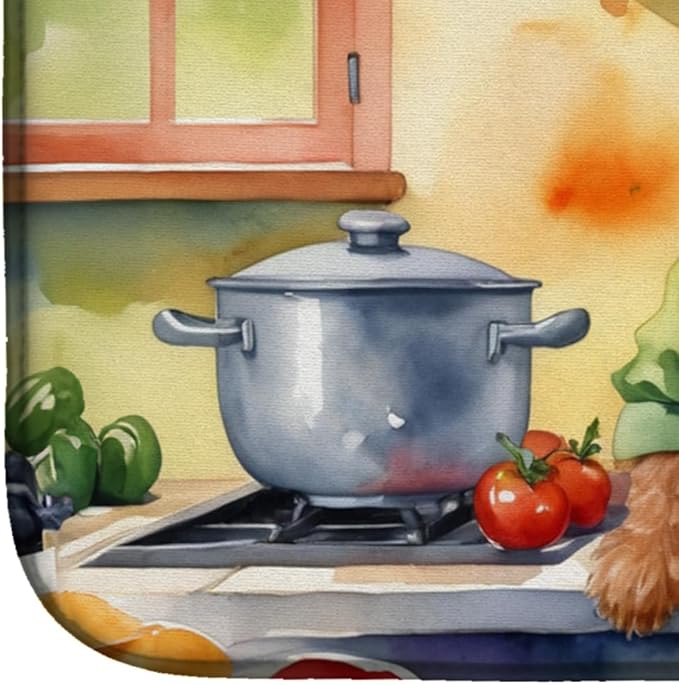 Caroline's Treasures DAC6267DDM Irish Terrier The Chef Dish Drying Mat Absorbent Dish Drying Mat Pad for Kitchen Counter Dish Drainer Mat for Countertop, 14 x 21", Multicolor