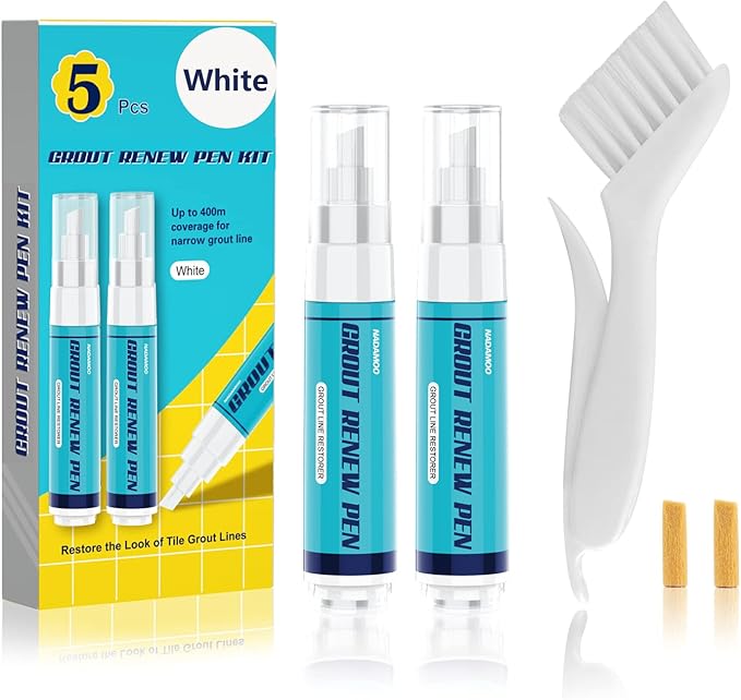 NADAMOO White Grout Renew Pen Kit & Tub and Tile Spray Paint White, 4 Cans
