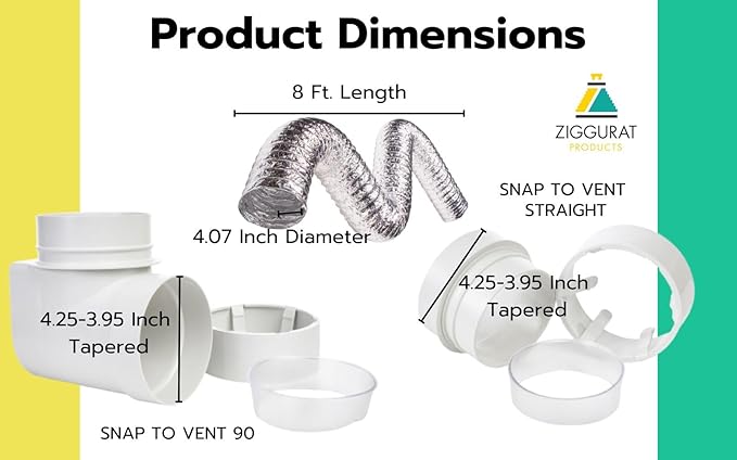 STV-M Space-Saving Dryer Vent – Airtight Seal, Durable Build, Complete Duct Connection Kit – Designed for Tight Spaces by Ziggurat