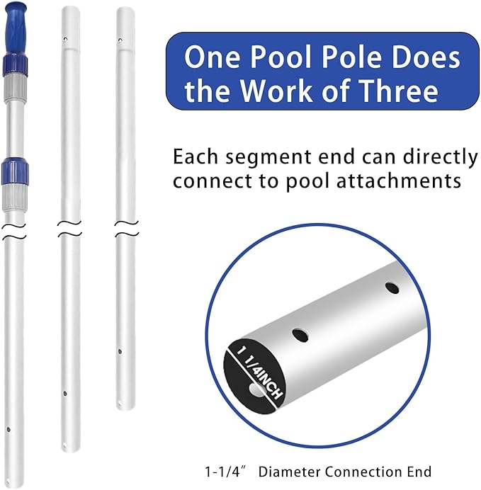 Poolvio 17.5" Pool Net with Diamond Ultra-Fine Mesh & 15 FT Telescopic Pole