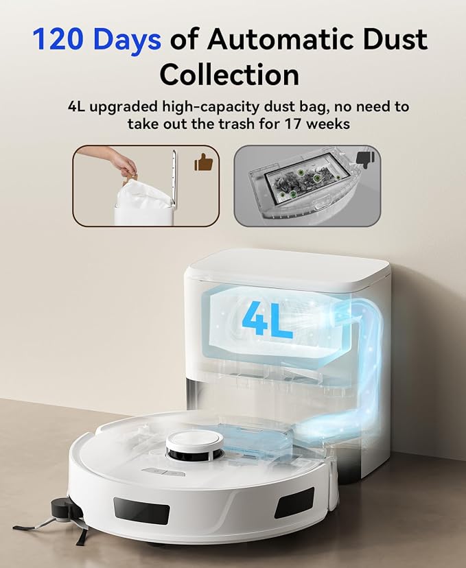 Robot Vacuum and Mop 20,000Pa Robot Vacuum Cleaner,120Day Self Emptying Vacuum Robot,Lidar Navigation,5G/2.4GWiFi APP Aspirateur Robot,Self-Charging Robot Vacuums for Pet,Floor,Carpet R11White