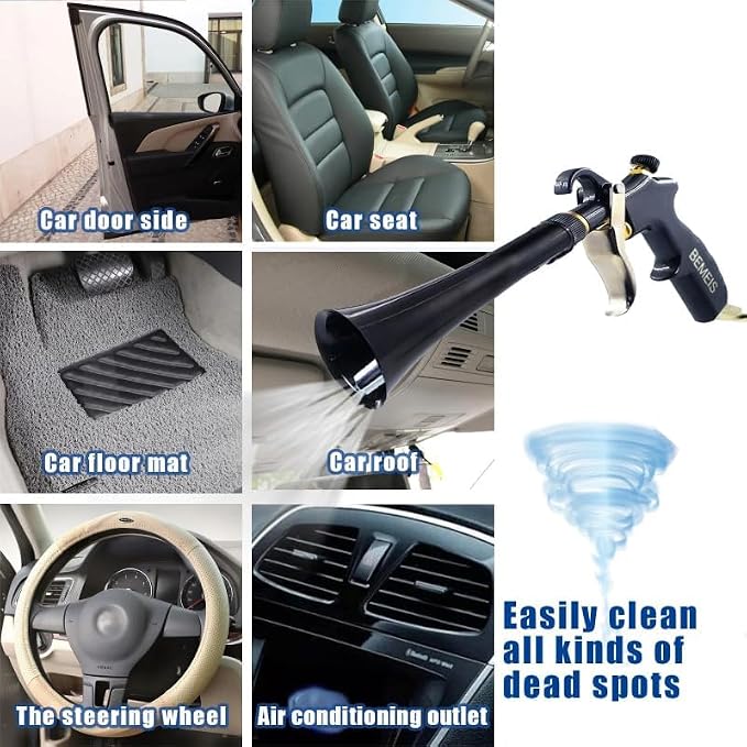 Air Blow Gun with Brass Adjustable Air Flow Nozzle,Cleaning Gun Quickly Blasts Dirt and Dust from Surface Works with Air Compressor(Upgrade Aluminium Rotate Tube) (Detail Blowing Gun), Black
