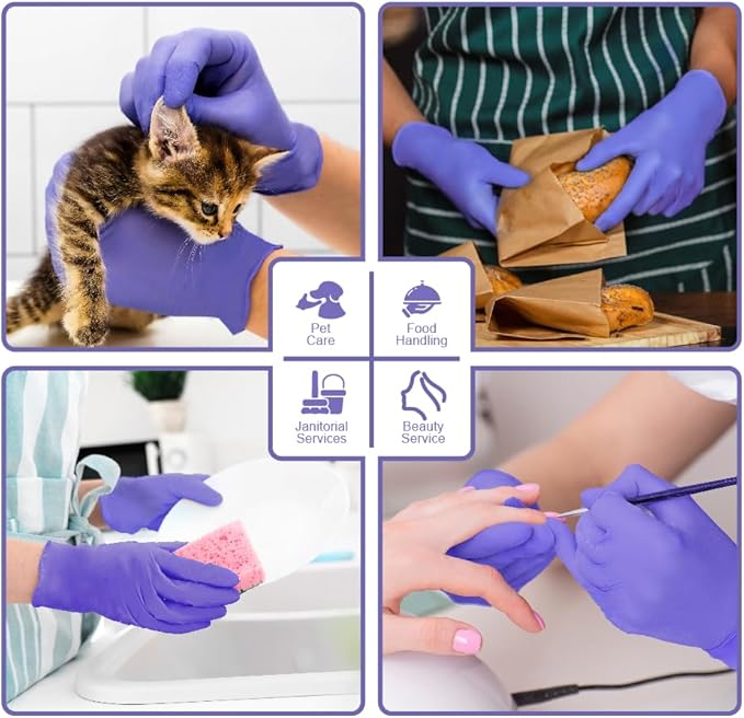 Safe Health Nitrile Disposable Gloves, 3.5 Mil, Imperial Blue, Powder Free, Latex Free, Tattoo, Beauty, Salon, Car