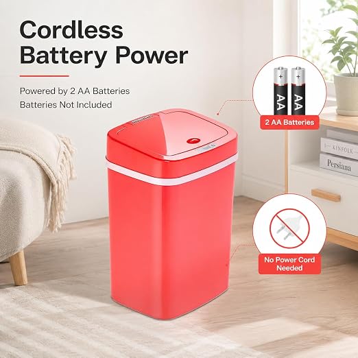 DZT-12-5S Smart Motion Sensor Trash Can 10.3 * 7.8 * 14.1inch | 0.3s Fast Opening, Auto Close & Touch-Free Operation for Home and Office (Rose-Pink)