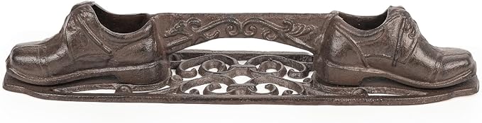 Sungmor Vintage Cast Iron Boot Scraper,Heavy Duty Rustic Brown Shoes Boot Cleaner,Farmhouse Front Door Shoe Scrubber Mat,Decorative Garden Mud Cleaner