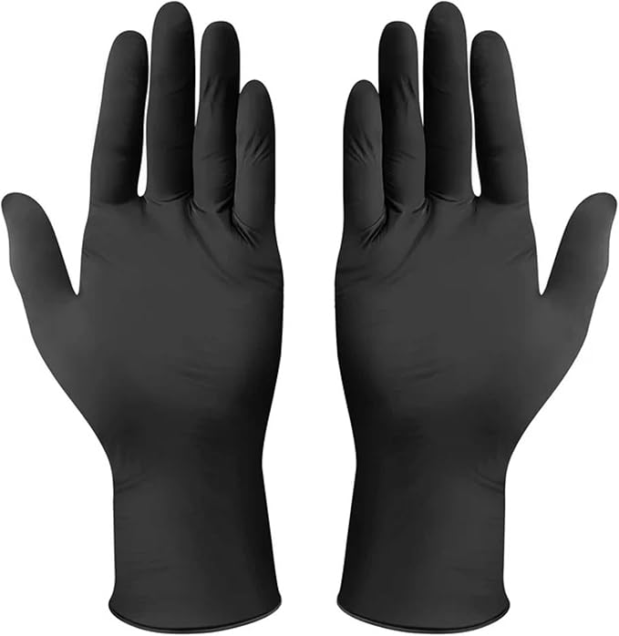 Black Nitrile Gloves - Powder-Free, Latex-free, Disposable - Tattoo, Food Handling & Service, Cleaning, PPE
