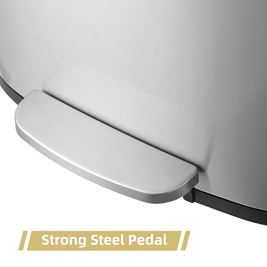 Fashionwu 50L/13 Gallon Stainless Steel Rectangular Trash Can with Foot Pedal, Soft Close Lid