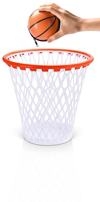 Basketball Trash Can - 1 Zippered Shooting Balls™ - Perfect Basketball Gift - Boys Room Decor - Kids Bedroom Wastebasket - Easter basket for Dorm or Home Office - Carbage Can Sport party -Size 12"x12"