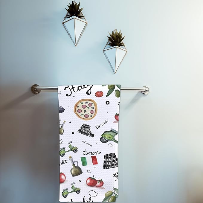 POFULL Italy Landmarks Dish Towel Rome Italian Summer Travel Gift Italian Kitchen Towel Housewarming Gift (Italy Towel)