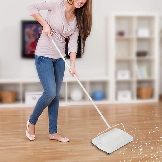 Broom and Dustpan Set for Home, Long Handle Lightweight 180 Degree Rotating Broom Indoor and Carpet Sweeper, Floor Sweeper