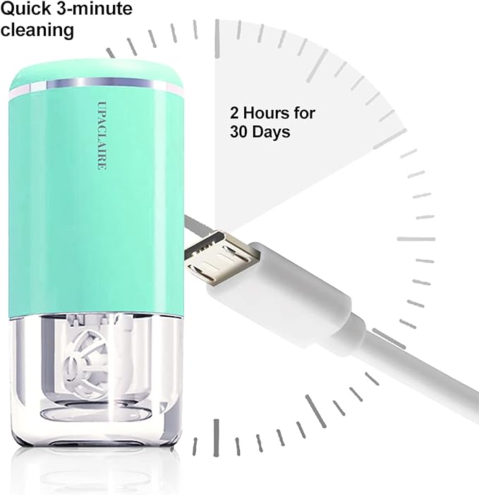 Ultrasonic Contact Lens Cleaner, Intelligent Cleaning Machine for Soft Contact Lenses, Green