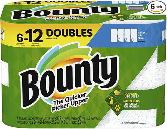 Bounty Select-A-Size Paper Towels, White, 6 Count