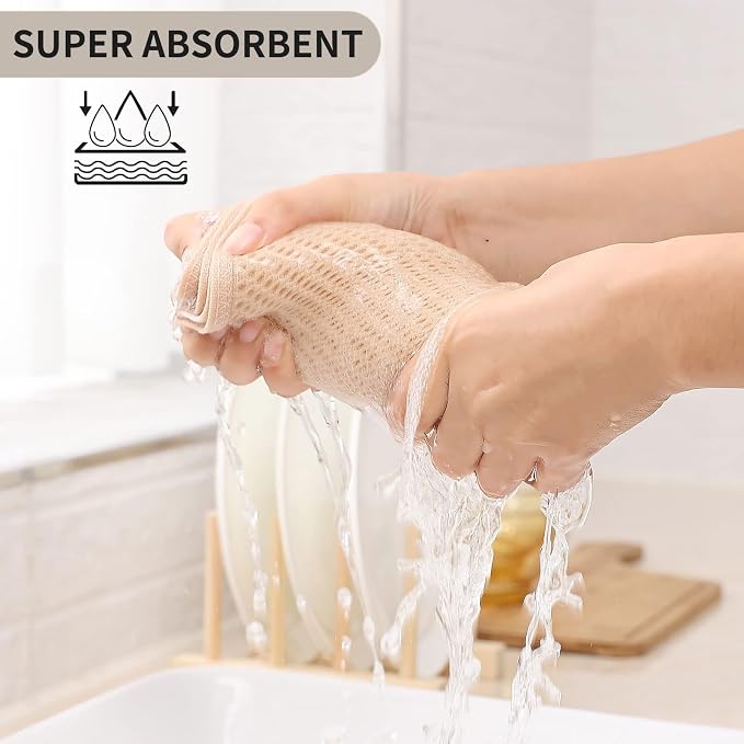 Kitinjoy 100% Cotton Waffle Weave Kitchen Hand Towels (13 X 28 Inches, Beige), 8-Pack Super Soft and Absorbent Dish Towel for Drying Dishes