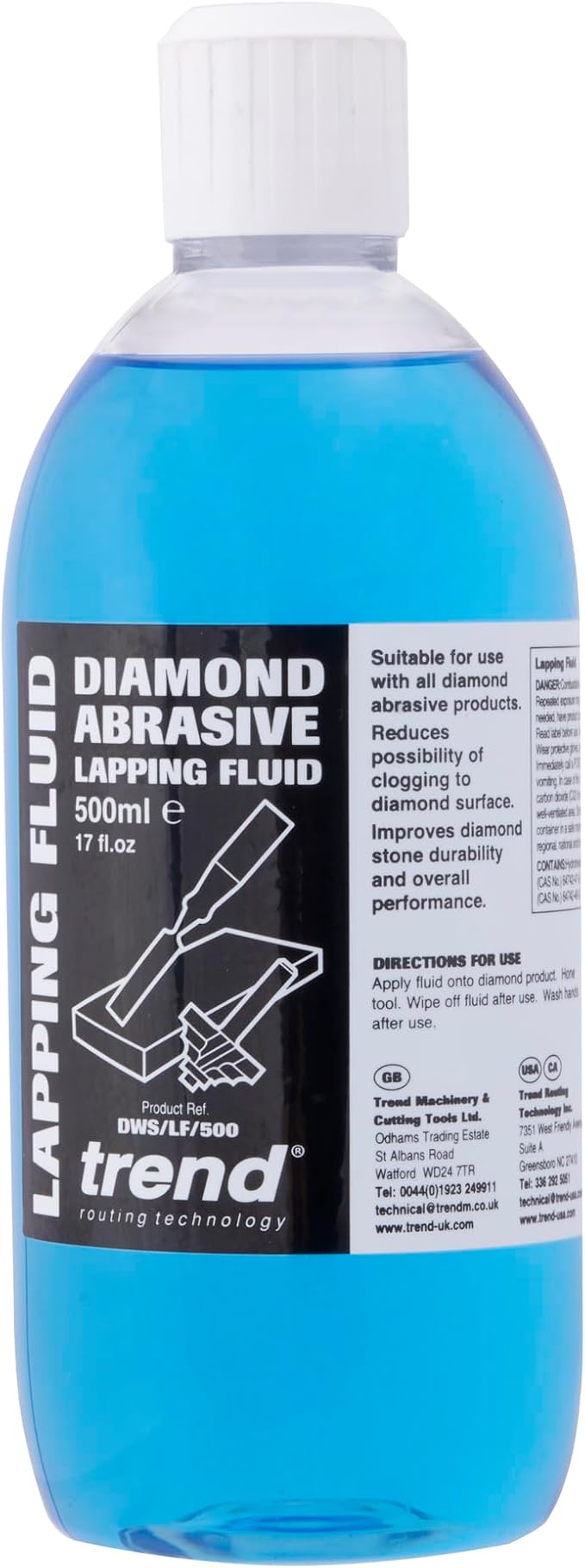 Trend Diamond Abrasive Lapping Fluid, 17 fl oz, Sharpening Fluid for Diamond Stones, Reduces Loading and Improves Cutting Performance, DWS/LF/500