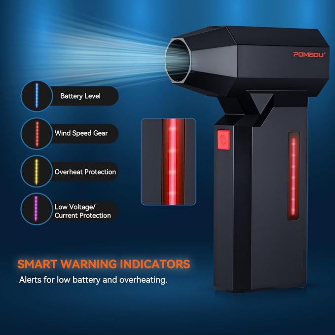 Compressed Air Duster, 130000RPM Electric Air Duster with Brushless Motor, 5 Gear Adiustable Cordless Air Blower, Rechargeable Mini Blower for PC, Keyboard, Home Cleaning, Outdoor and Car