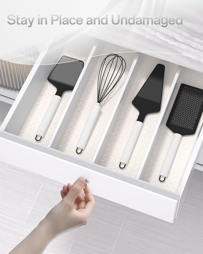 Shelf and Drawer Liner for Kitchen Cabinet, Non-Adhesive 18in x 120in Waterproof Contact Paper Refrigerator Liners Thickened Durable EVA Material Non Slip Mat for Dresser Cupboard Pantry Protector