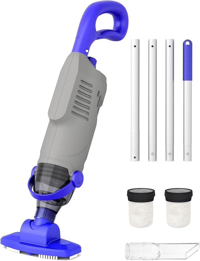 (2026 Upgrade) Little Shark Cordless Pool Vacuum, 60W Motor, 18 GPM Strong Suction, 5000mAh Battery, 60-Min Runtime, Compact Lightweight Handheld Pool Cleaner for Above Ground Pools & Hot Tubs