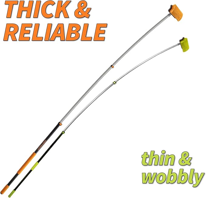 25 Foot Exterior House Cleaning Brush Set with 5-18 ft Extension Pole // Vinyl Siding Brushes with Telescopic Extendable Pole & Window Cleaning Squeegee Tool // The Ultimate Extension Scrub Brush Set
