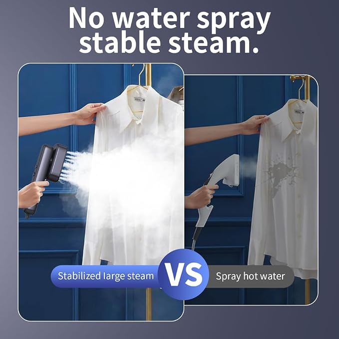 Global Travel Steamer for Clothes,(100V-230V) Dual Voltage Portable 2-in-1 Handheld Steamer & Iron, Travel Safer with Auto-Off - Suitcase Essential for Business Travel & Europe,Grey