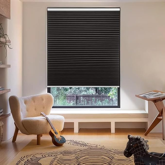 MYshade Cordless Cellular Window Shades No Tools No Drill Blackout Blinds for Indoor Windows Size 48" Wide X 72" Height Black Room Darkening Window Blinds for Bedroom, Bathroom, Kitchen, Living Room