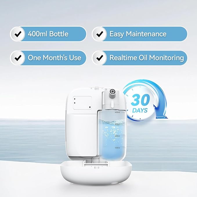 Waterless Essential Oil Diffuser, Scent Air Machine for Home Cover Up to 2000 sq.ft, Hotel and Commercial Use 400ML Diffuser with 100ML Royal Tranquility Fragrance Oil for Spa, Office