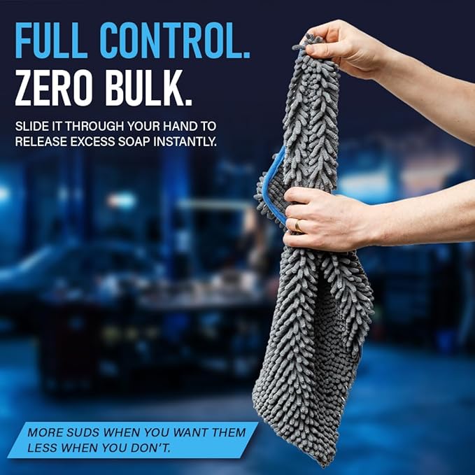 Rapid Dry Towels Mach 2 Speed Car Wash Towel | 23.5 x 11.9 in | Chenille Microfiber Car Wash Cloth | 7X Larger Than Wash Mitt | Ultra Absorbent, Scratch-Free, Auto Detailing Towel for Cars SUVs Trucks