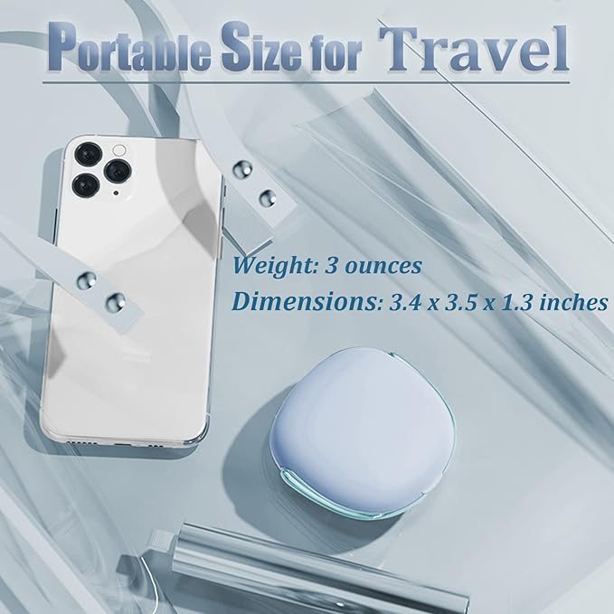 Contact Lens Cleaner, Portable Ultrasonic Contact Lens Cleaning Machine with USB Charger and Solution Soak Case Kit for Soft Lens, Colored Contact Lens, Hard Lens, RGP Lens and OK Lens (Blue)