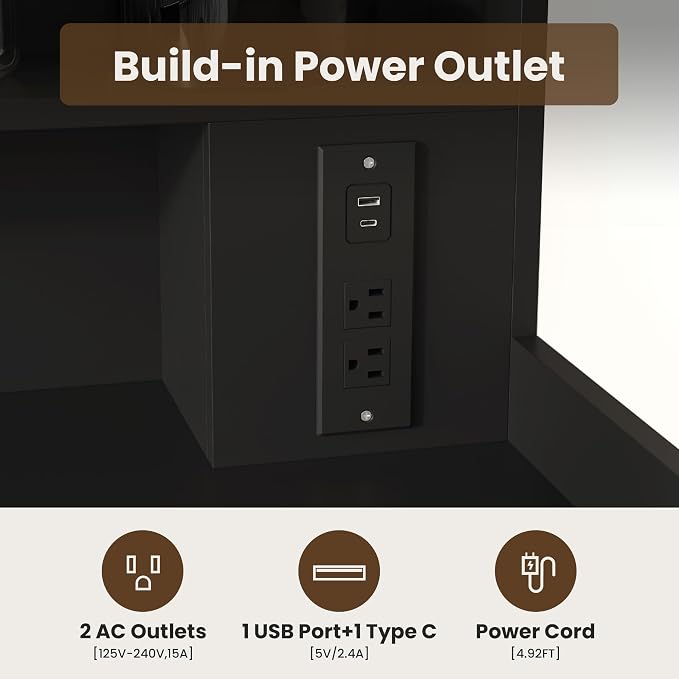 Upgraded 2-Tier Washer and Dryer Countertop with Power Outlet,54" W x 27.6" D Large Laundry Countertop for Fold Clothes, Laundry Topper with Non-Slip Pads & Metal Hooks and Storage Basket