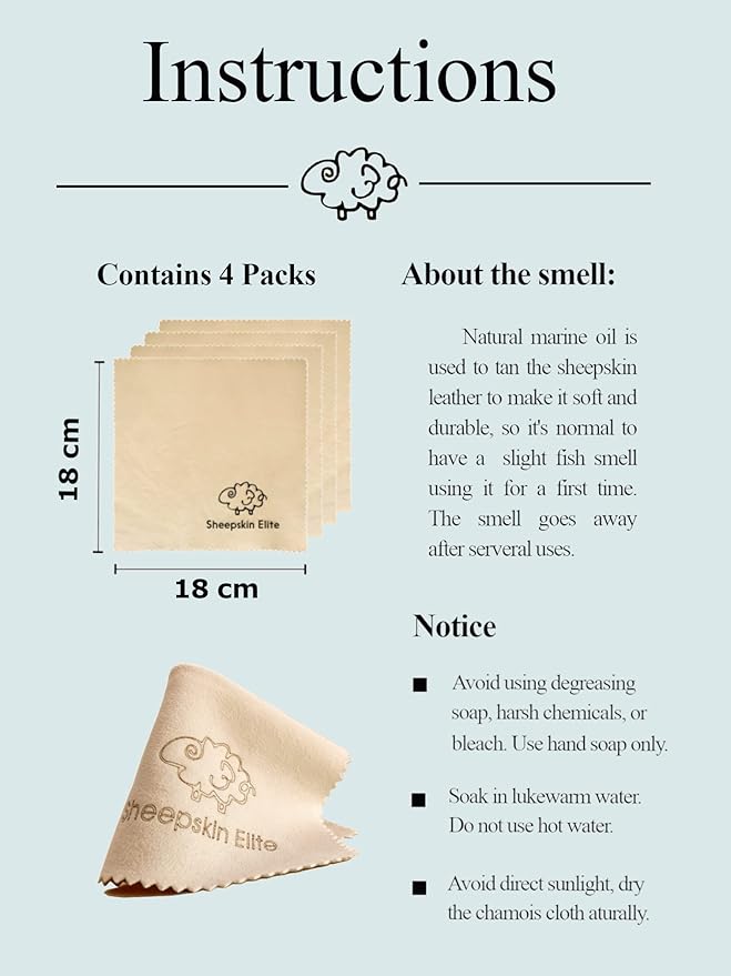 Natural Chamois Leather Eyeglass Cleaning Cloth Camera Lens Cleaning Cloths Screen Cleaning Cloth Glasses Cleaning Cloth Tablets Cloth Chamois Cleaning Cloths for Eyeglasses (4 Packs, Small)