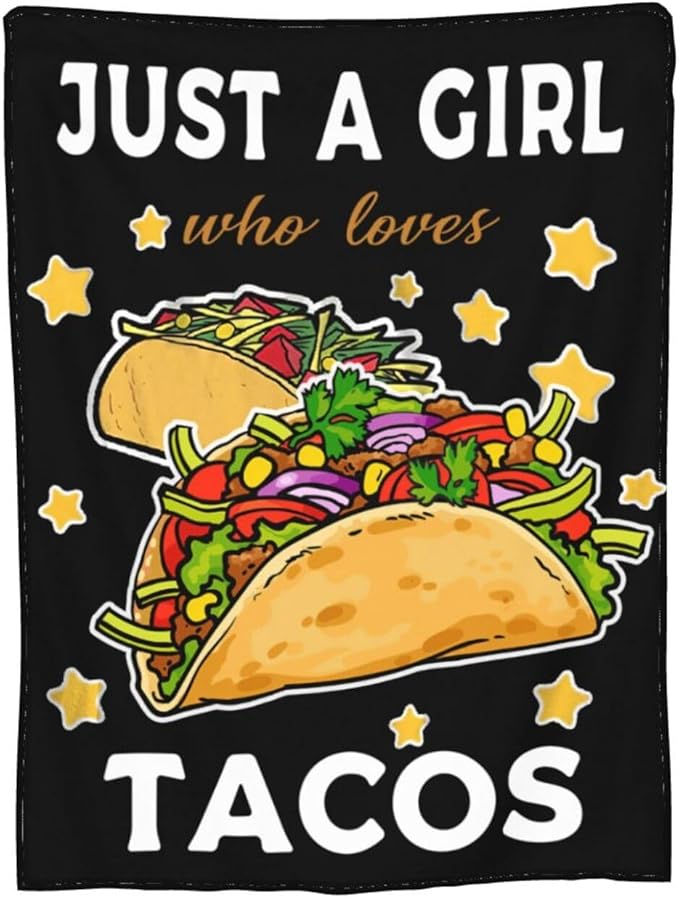 Taco Blanket for Girls Just Girl Who Loves Tacos Throw Blanket Soft Cozy Warm Fuzzy Fleece Tacos Food Bedroom Decor Blanket Gifts for Kids Women Men Adults Couch Sofa Bedding 80"X60"