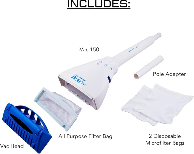 POOL BLASTER iVac 150 Cordless Hot Tub Vacuum for Spas, Small Pools, Kiddie Pools, 2.5 Hours Runtime, Battery-Powered Handheld Hoseless Cleaner, Inground & Above Ground Pool Steps, by Water Tech