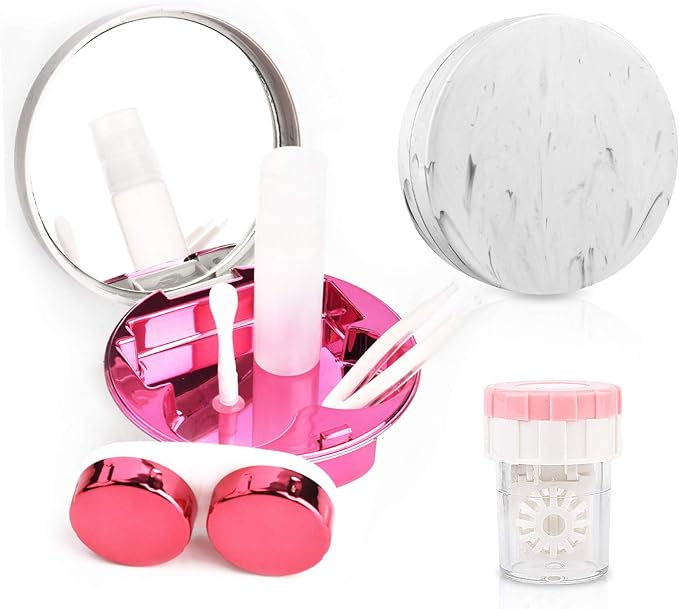 Lasiyanor Contact Lens Travel Kit with Cleaner Washer, Portable Contact Box with Mirror Tweezers Remover Tool Solution Bottle for Daily Outdoor