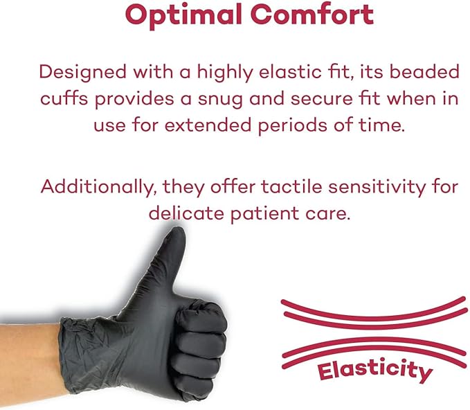 Dealmed Black Nitrile Exam Gloves – Disposable Multi-Purpose Use Medical Gloves Use for First Aid and Medical Facilities