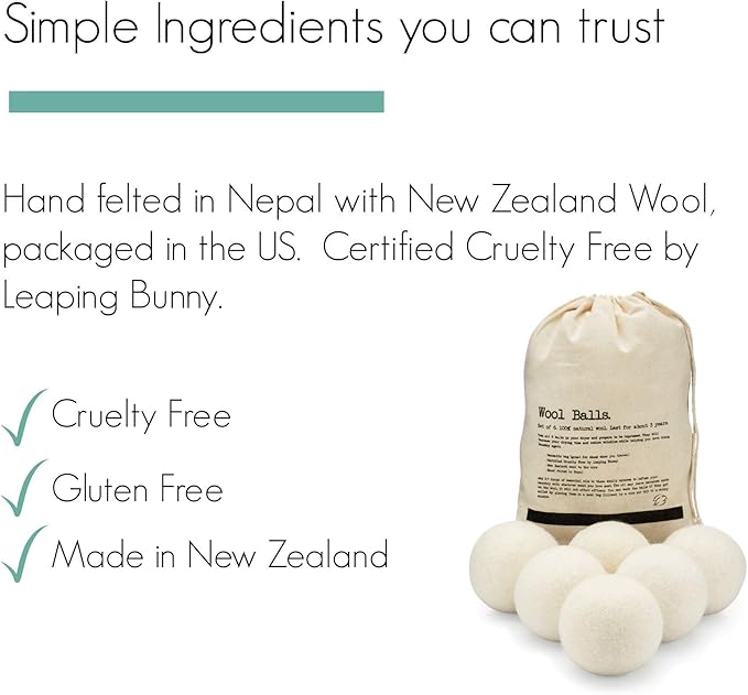 Molly's Suds Unscented Laundry Detergent Powder (120 Loads) & XL Wool Dryer Balls (White) Bundle