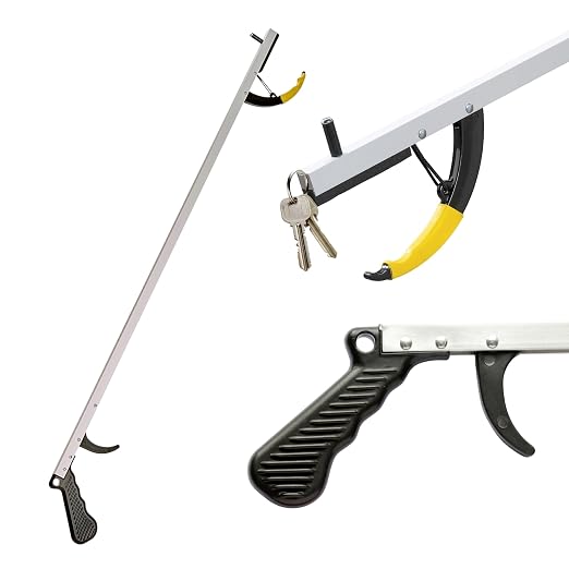 Sammons Preston Reacher, 32" Lightweight Grabber Reacher Tool with Magnetic Tip, Ergonomic Grip & Claw Jaw, Portable Reaching Aid for Seniors, Daily Living & Home Use, Standard Silver