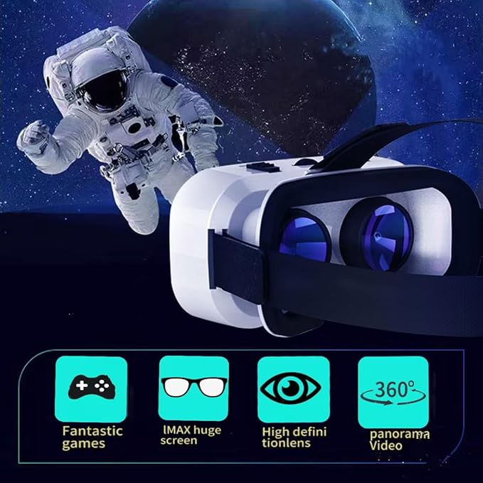 Virtual Reality Headset VR Glasses Compatible with iPhone and Android Adjustable 3D VR Phone Headset for 4.7 to 6.5 Inch, with Controller for Movies and Mobile Games