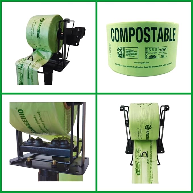 OrangeBio Compostable Produce Bags, 15 x 18 Inches, 250 Count, Single Roll, Holds Up to 20 lbs, BPI Certified ASTM D6400 & TÜV OK Compost Home Certified