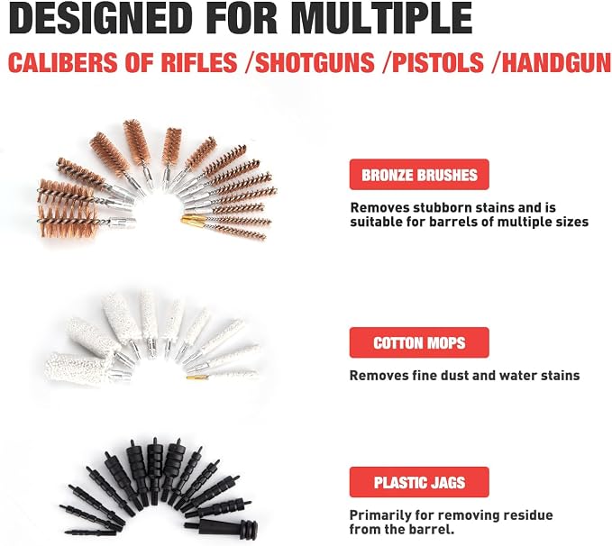 Universal Gun Cleaning Kit for All Caliber Compatible with Pistol Rifle Handgun Shotgun Hunting with Cleaning Stand，Gifts for Men, Dad, Husband