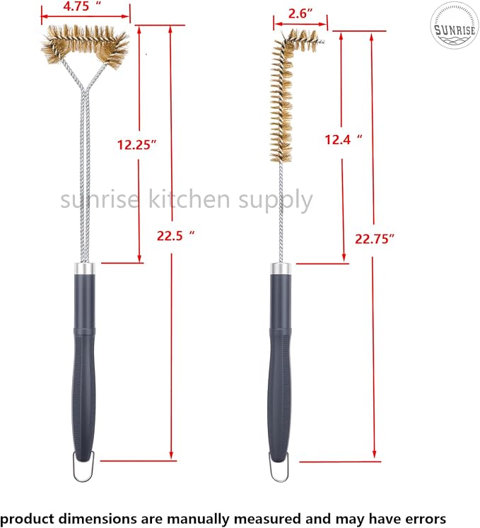 SUNRISE Fryer Brush with Long Handle (Brass with Plastic Handle, L and Single Brush)
