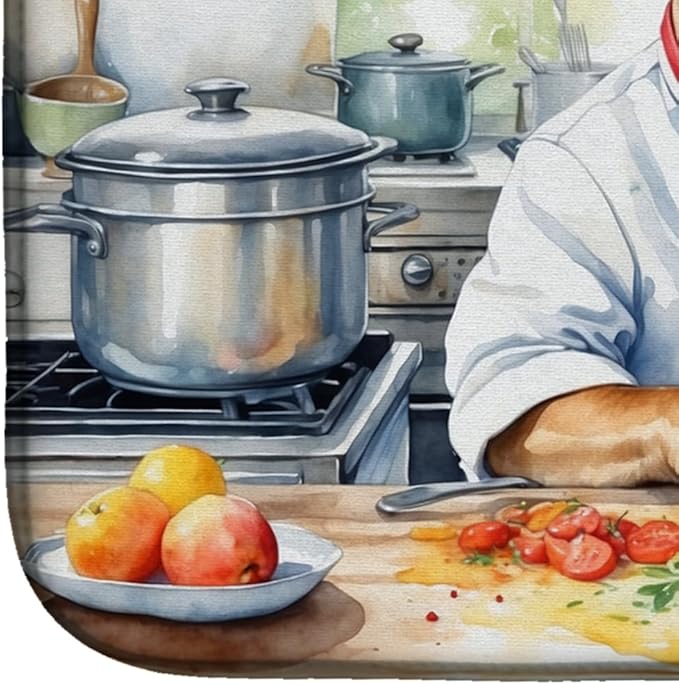 Caroline's Treasures DAC6224DDM Bullmastiff The Chef Dish Drying Mat Absorbent Dish Drying Mat Pad for Kitchen Counter Dish Drainer Mat for Countertop, 14 x 21", Multicolor