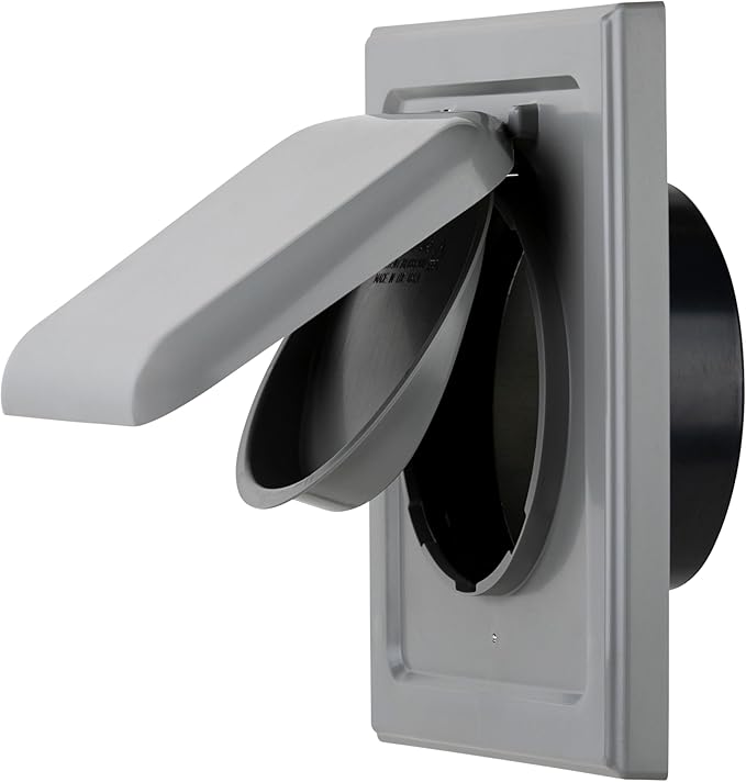 NO-PEST VENT, Exclusive Dual Door Dryer Vent Cover Outdoor 4 inch with Collar, Made in USA w Highest UV Resistant Plastic in any Outdoor Vent Cover (Slate Grey, 4" Plastic WIth Collar)