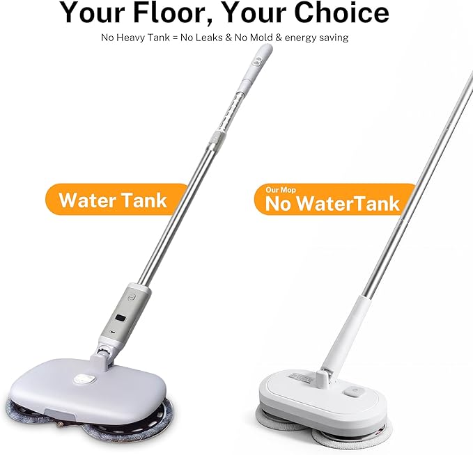 220 RPM Cordless Electric Spin Mop - Lightweight Powerful Cleaner for Hardwood, Tile, Laminate & Vinyl Floors with 6 Washable Pads