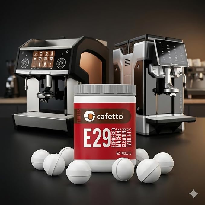 Cafetto E29 Cleaning Balls Cleaning Tablets 62 Count I Fits Eversys Cameo Enigma Legacy espresso machines I Round balls to clean Eversys coffee machines I NSF Certified I Removes Coffee Oils